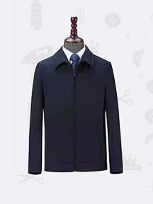 HJ2079藏青色平纹 男士夹克 大衣 聚酯纤维外套