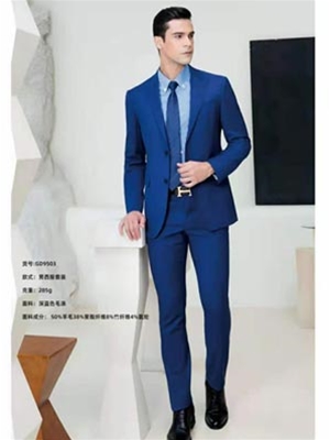 男士GD9503西服套装-深蓝色毛涤-50%羊毛38%聚酯纤维8%竹纤维4%氨纶
